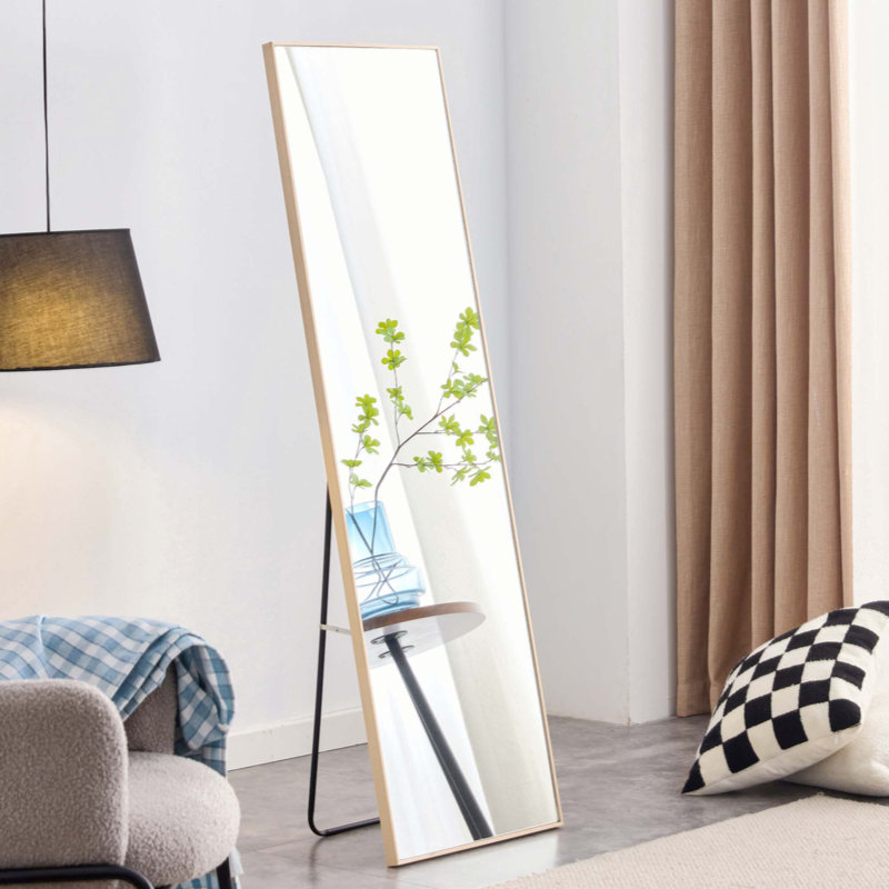 Miroir Quinnisha, Bois massif, H 60 po x l 17,3 po, Chêne clair
