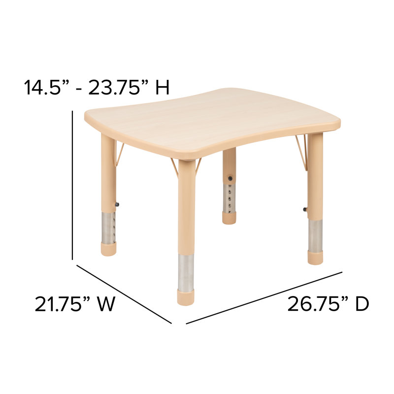 Natural Rectangular Plastic Height Adjustable Kids Activity Table