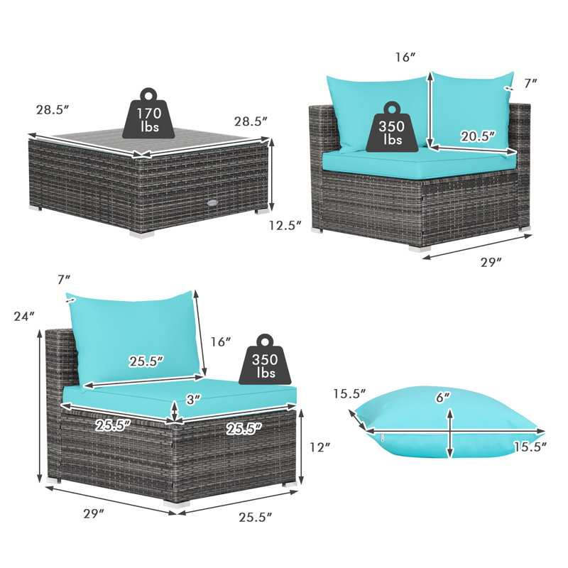 6 - Person Patio Conversation Set with Cushions