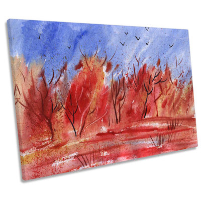 Red Landscape Forest Repro Framed - Wrapped Canvas Print