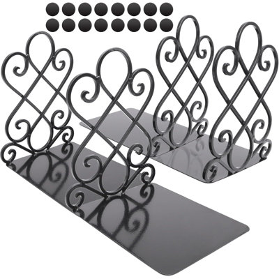 Serre-livres rétro avec coussins en feutre de 2,2 lb, base de support de serre-livres longue durée, support à livres de luxe rétro, patins en feutre antidérapants pour protéger la bibliothèque - noir