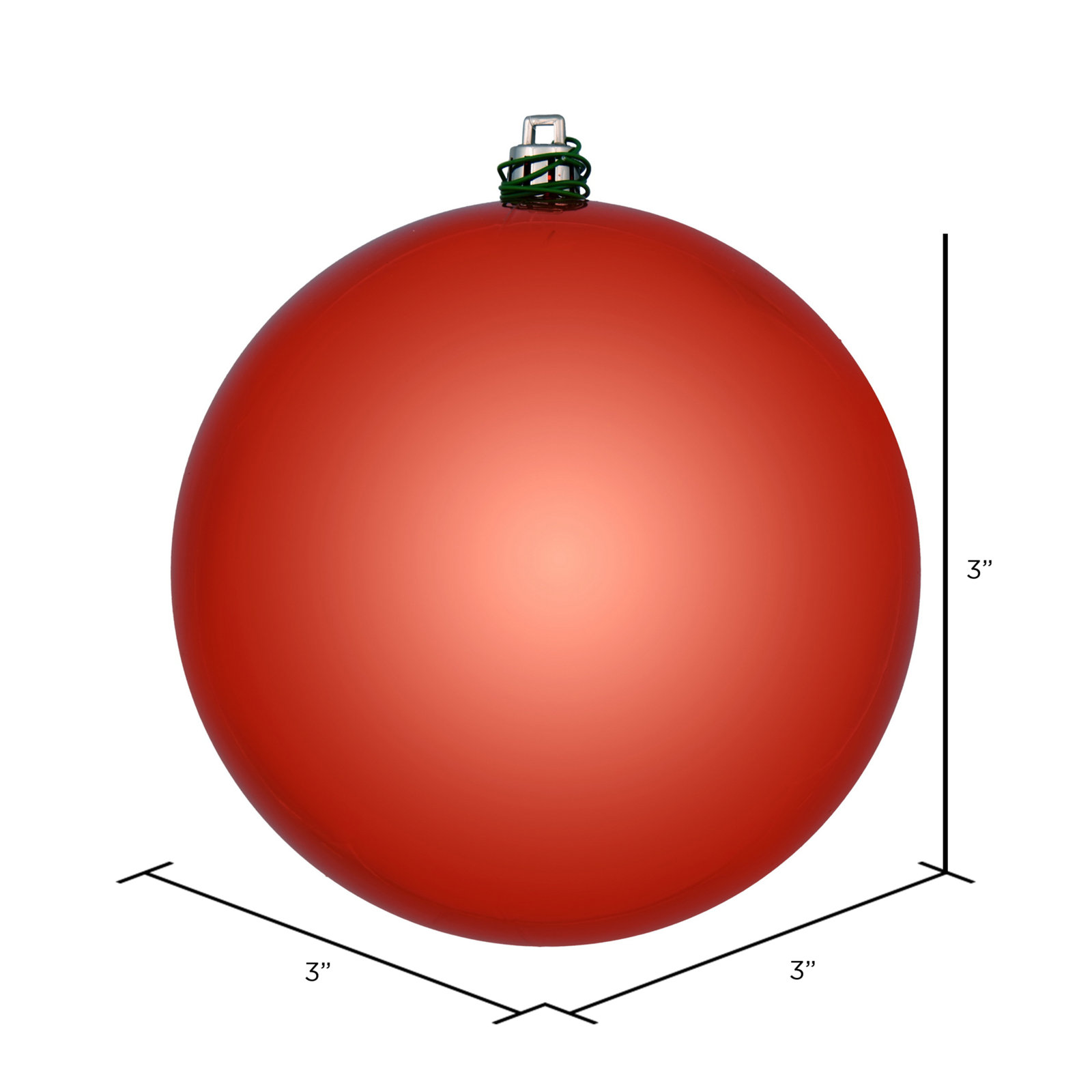 Holiday Décor Ball Ornament, 3" H x 3" W x 3" D, Bittersweet Shiny