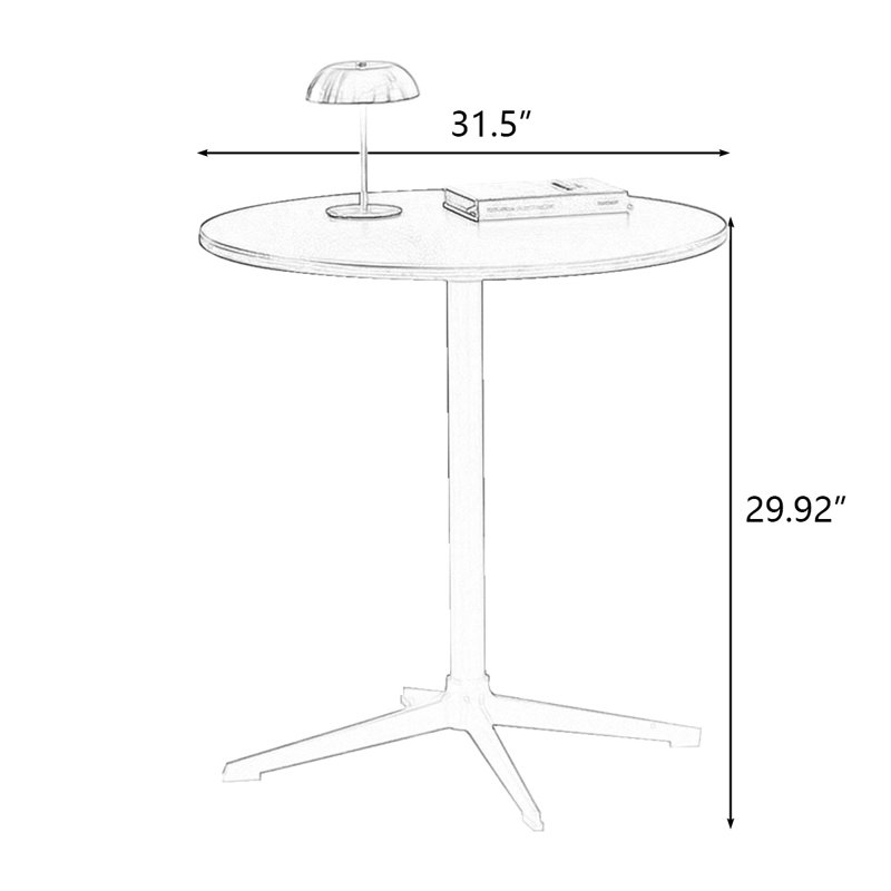 Table de salle à manger ronde en bois manufacturé blanc, Blanc