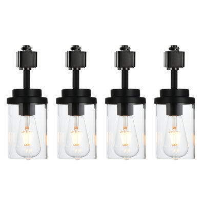 4 Pack Track Lighting Heads Ceiling Spotlight with Clear Glass Shade for Accent Task Wall Art Exhibition Lighting, Not Include 39 Inches H Type Track Rail, E26 Socket