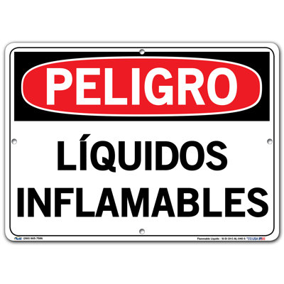 Spanish Danger Sign , Flammable Liquids, LÃQUIDOS INFLAMABLES, 14.5X10.5 ALUMINUM .040 - Vestil SI-D-19-C-AL-040-S