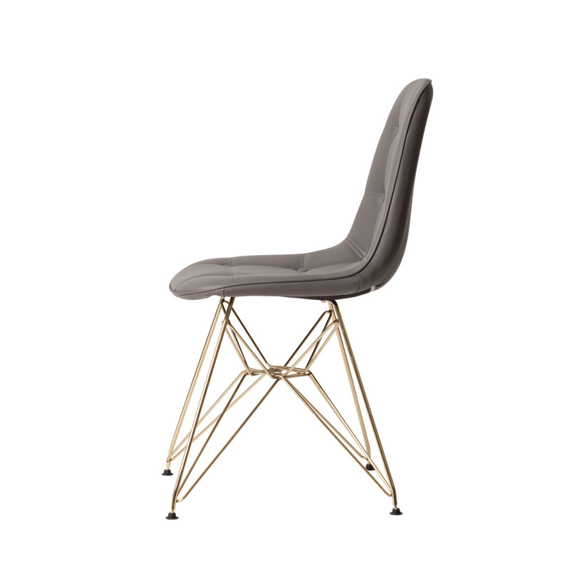 Chaise de salle à manger rembourrée Lamptrai, gris, Or