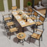 Ensemble repas d'extérieur en aluminium avec table de salle à manger, petite table d'appoint et chaises empilables Loddon