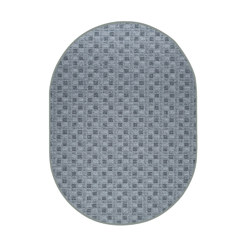 Tapis abstrait commercial intérieur / extérieur de couleur grise, Ovale 10 pi x 12 pi