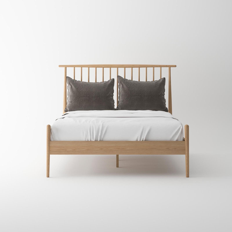 Lit Isabella Mid Century - Chêne blanc américain massif - Grand, Grand lit