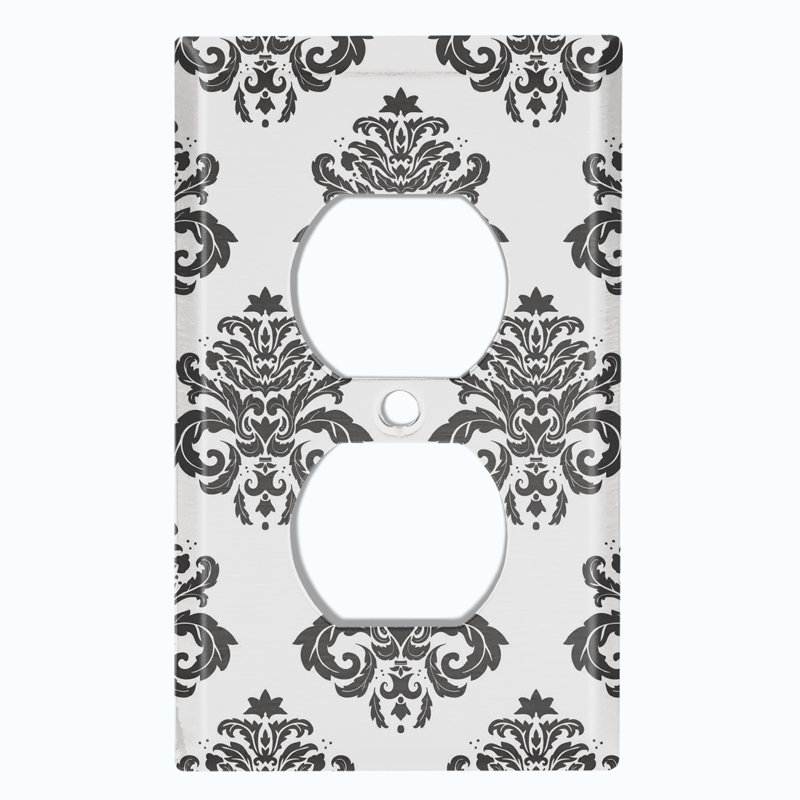 Plaque murale à 1 prise Damask, Gris