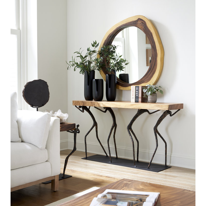 Atlas 60'' Natural Wood and Black Metal Console Table