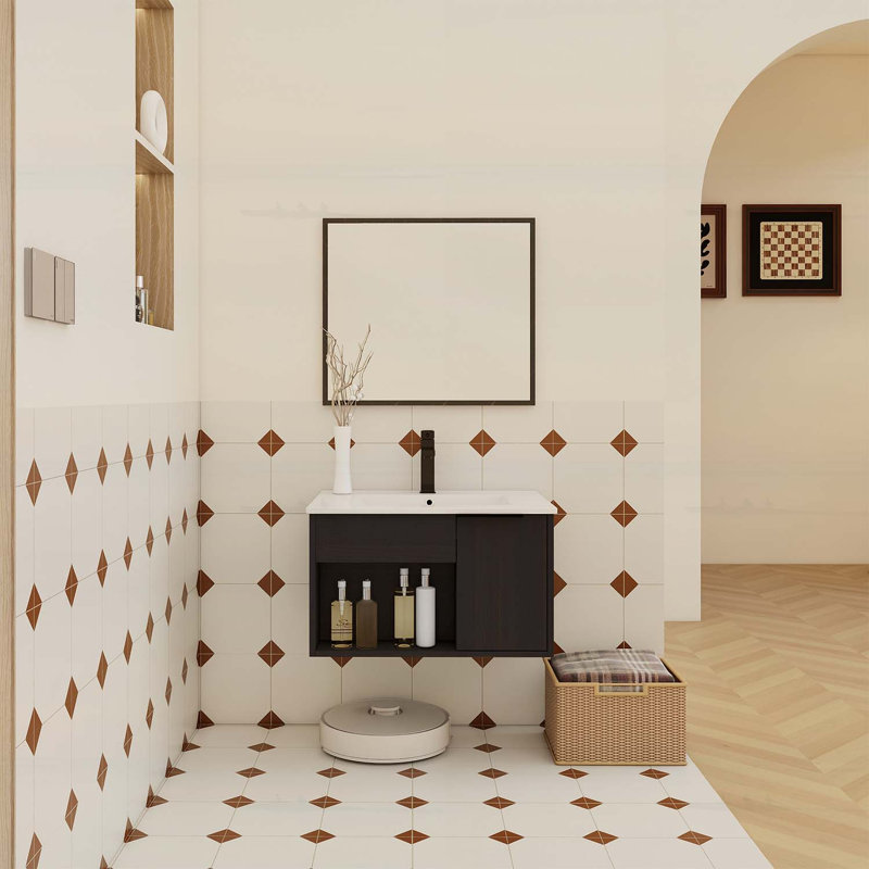Wall-Mounted Bathroom Vanity with Ceramic Sink
