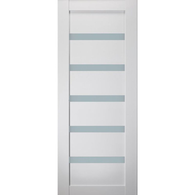 28" x 80" Right-Handed 5 Lite Satin Glass Primed MDF Interior Door
