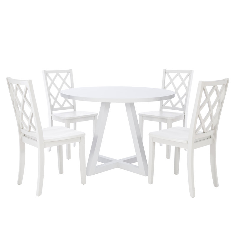 Ariarna 5pc Round Dining Set, White