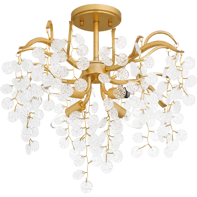 Keasha 4- Semi-Flush Mount, Brushed Gold