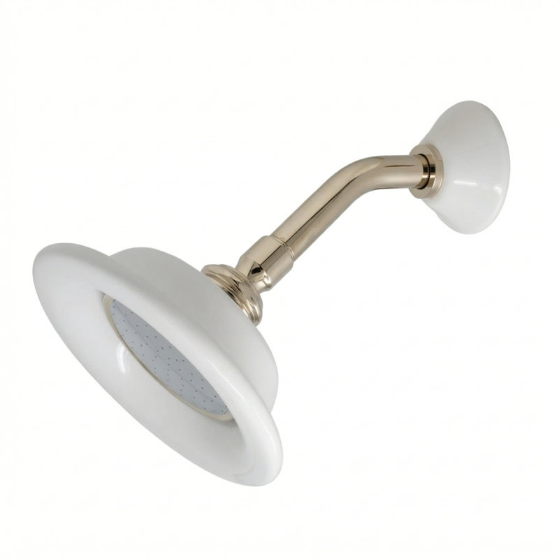 Pomme de douche tournesol en porcelaine avec un diamètre de 3,50, Nickel poli