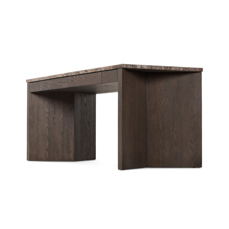 Lawson Writing Desk, Warm Grey Marble/Brown