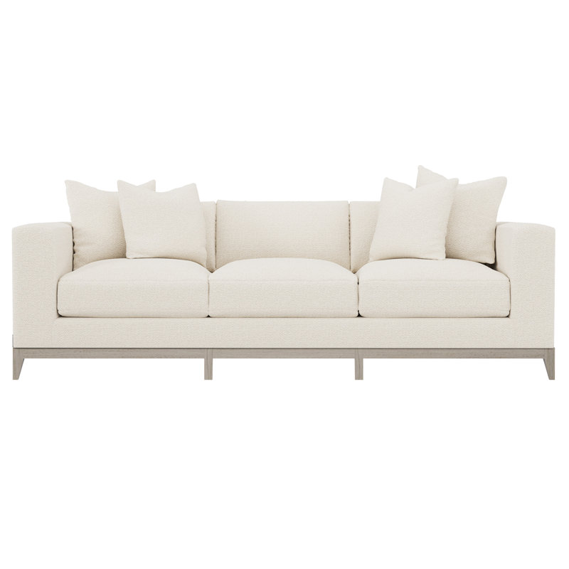 Noel Upholstered Sofa, Cream Chenille, Brown, 27.50" H x 100" W x 40" D