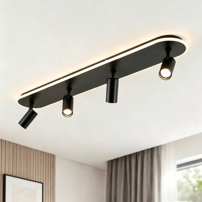 Black Led Adjustable Fixed Track Lighting Head