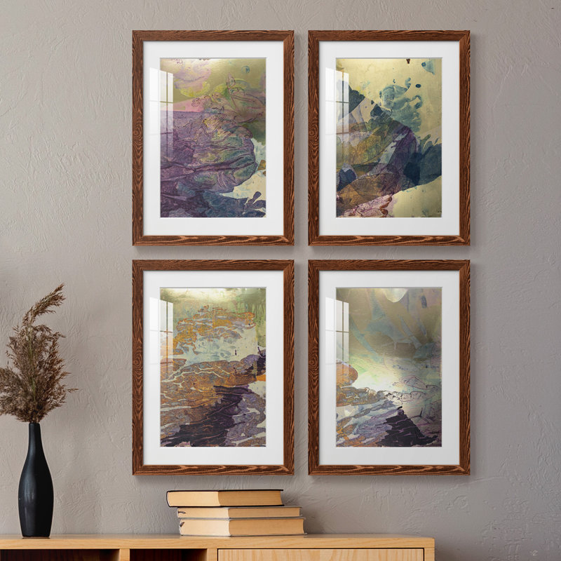 «Monet's Landscape V», ensemble de 4 reproductions de cadres photo, H 37,5 po x l 110 po x P 1,5 po, Érable