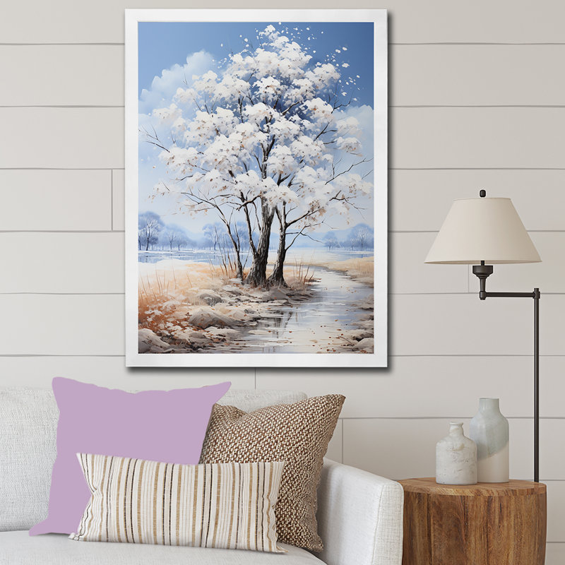 «White Maple Trees Landscape» sur toile, Cadre photo blanc, H 44 po x l 34 po x P 1,5 po