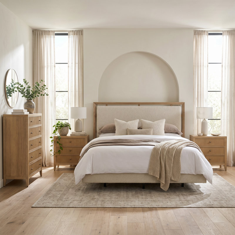 Ensemble de chambre avec très grand lit 3 pièces Avaline Skylark, 4 Pcs: Bed, Chest, 2 Nightstands