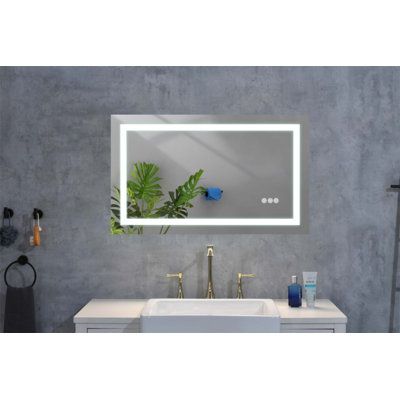 Miroir de salle de bain à DEL avec avant et rétroéclairage, anti-buée, mémoire, 3 températures de couleur, à intensité variable, 36 po x 24 po