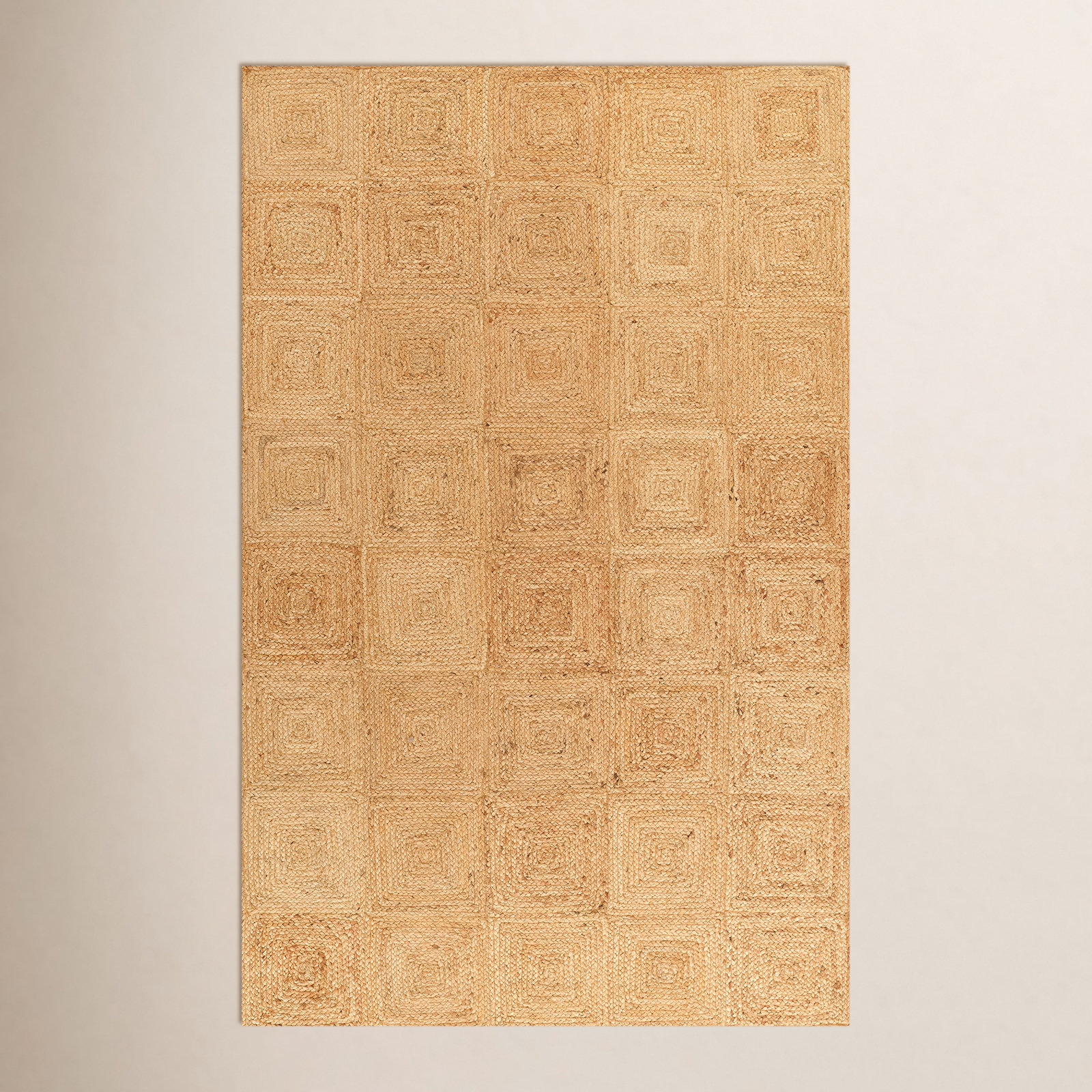 Mykonos Natural Hand-Woven Geometric Jute Rug, Rectangle 5' x 7'6"