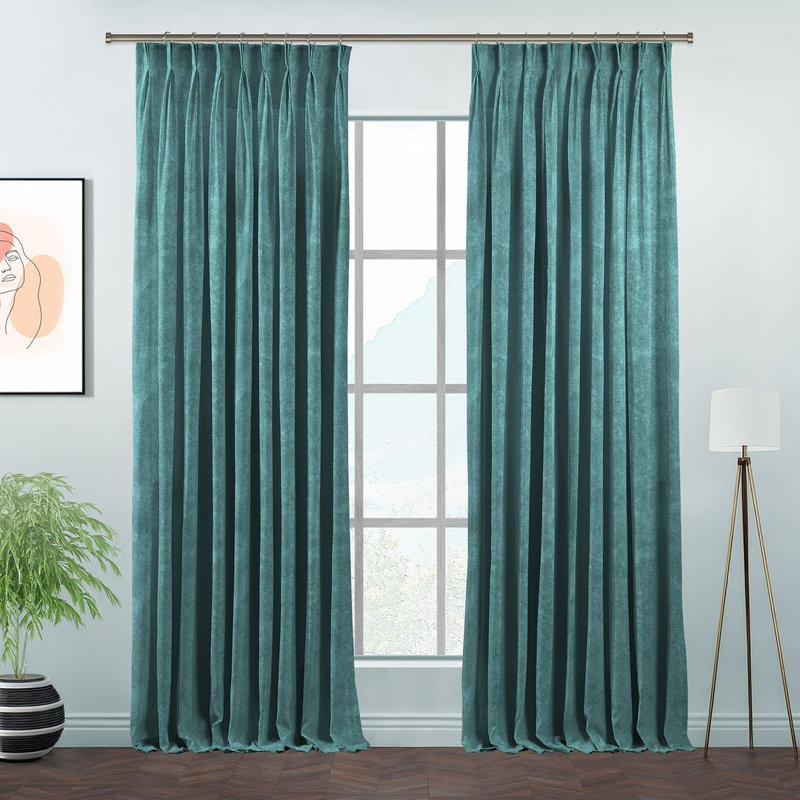 Room Darkening Single Curtain Panel, Dark Turquoise, 245cm Width x 375cm Drop