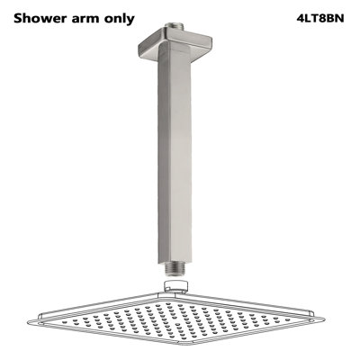 8" Metal Square Shower Arm, Brushed Nickel