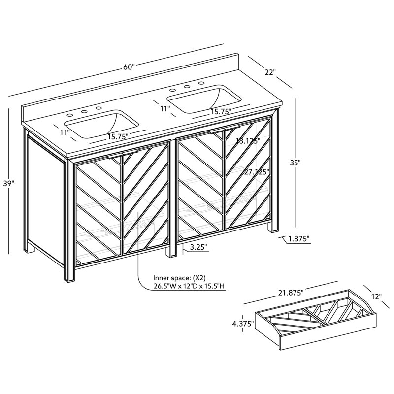 FLW Progression Wood Sink Vanity, 60