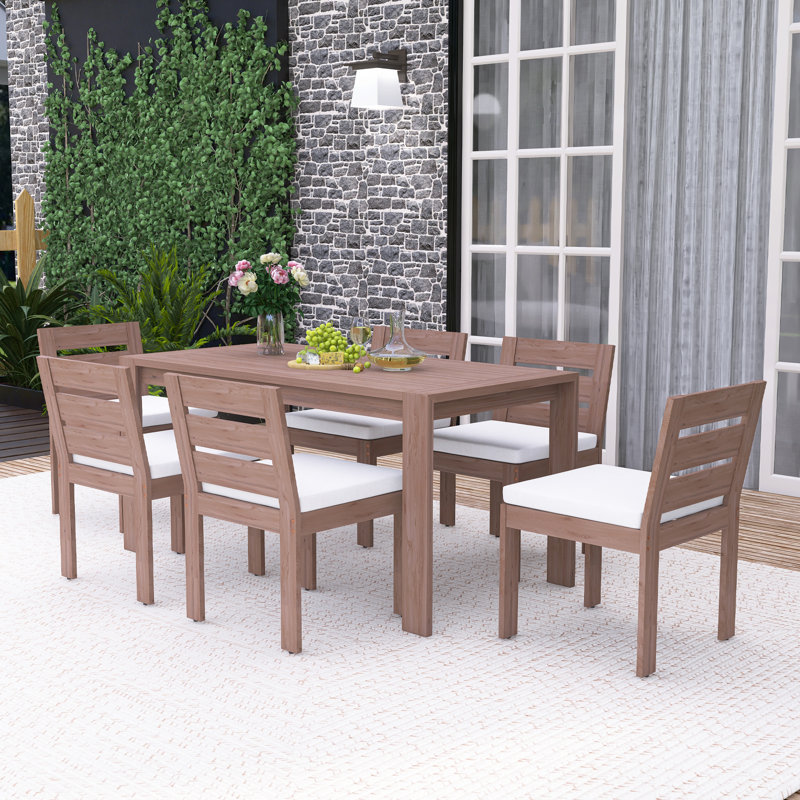 Ensemble repas d'extérieur 7 pièces en bois d'acacia