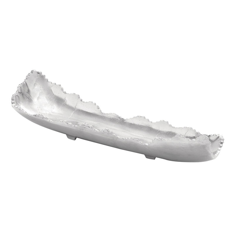 Small Silver Aluminum Zigzag Rim Decorative Tray