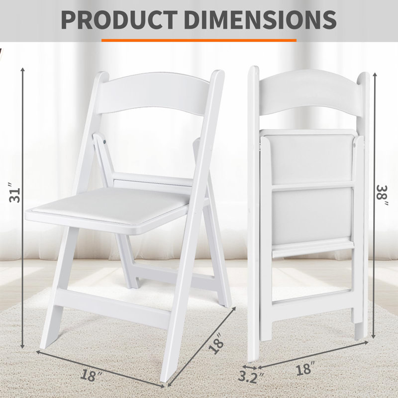 Set Of 4 White Resin Folding Chairs With Removable Cushions   450 Lbs Capacity, Stackable Indoor Outdoor Event Seating