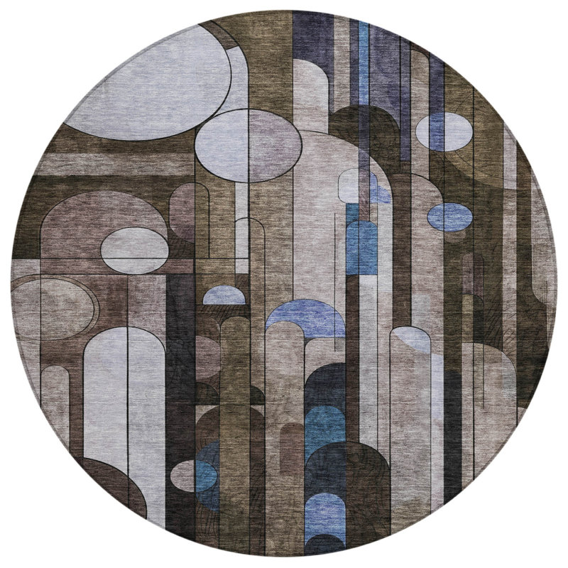 Tapis d'intérieur rond lavable 8 pi