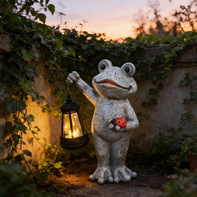 Statue solaire de grenouille solaire - statue en résine avec lueur chaude, crépuscule à l'aube automatique, décor de balcon de parterre de fleurs, cadeau de jardinage unique pour maman épouse