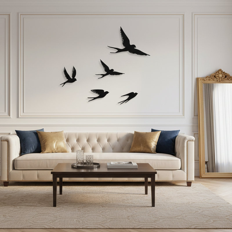 Décoration murale 5 oiseaux en métal