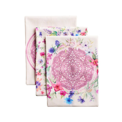 Maison d'Hermine Chardon, ensemble de 3 torchons de cuisine 100 % coton - 51 x 70 cm