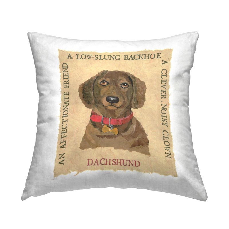 Coussin décoratif amusant avec imprimé de teckel par Nancy Overton