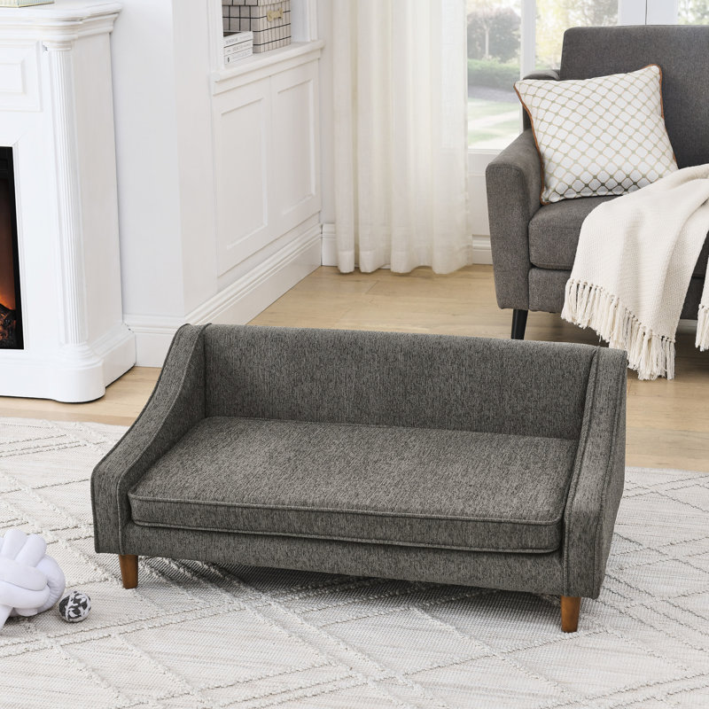 Lit pour chien élégant et gris foncé avec respirabilité d'accoudoirs moderne et irrégulière