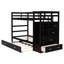 Lit simple superposé simple avec escalier stable et rangement fonctionnel - Bois massif pour les chambres à coucher - Structure en pin gigogne-648572593