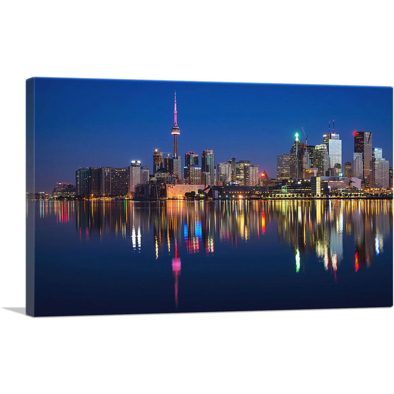 «Toronto Canada Skyline Night View», reproduction de photo sur toile tendue, H 18 po x l 26 po x P 1,5 po