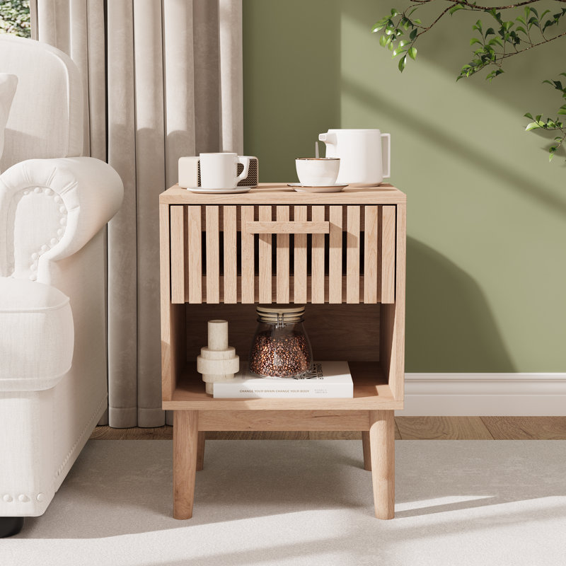 40cm W Solid + Manufactured Wood Bedside Table