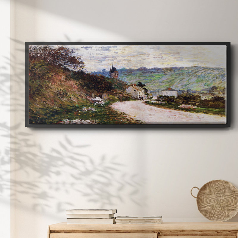 The Road at Vetheuil, 1878- Framed Canvas, 8" H x 20" W