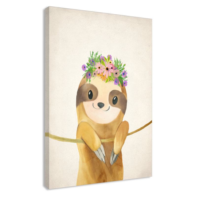 Sloth floral 1, H 36 po x l 24 po x P 1,5 po, Toile