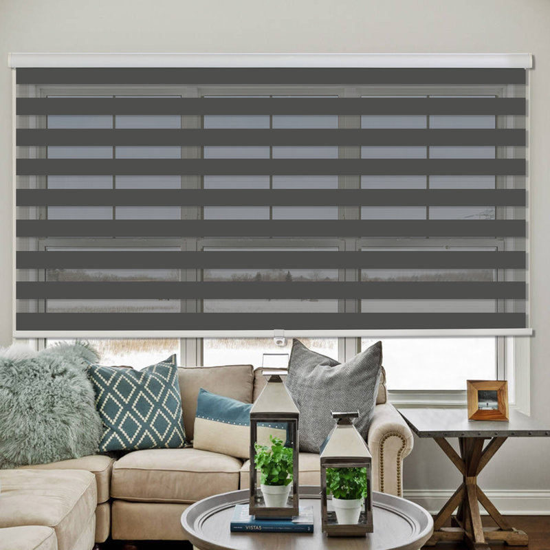 Rideau roulant semi-transparent obscurcissant sans cordon, L 71 po x L 72 po, gris