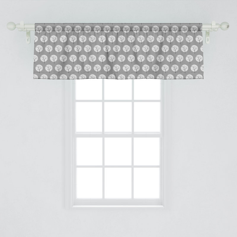 Grey and White Tree Pattern Satin Valance Set