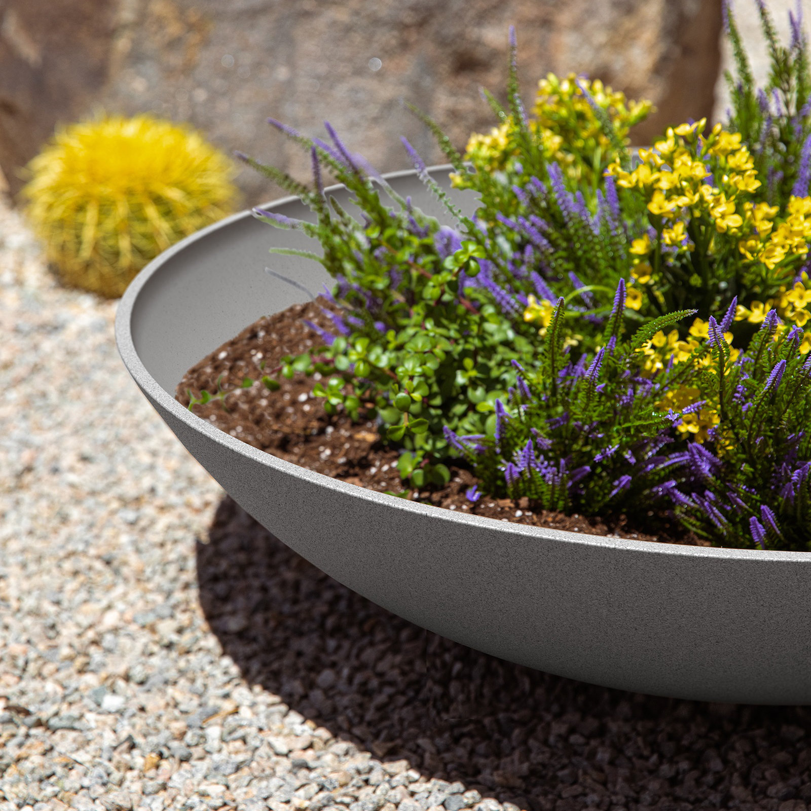 Pure Series Lane Weather Resistant Bowl Planter , Charcoal, 8" H x 32" W x 32" D, Set of 2