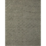 Gray Hand-Knotted Wool Viscose Latticed Shag Lines Modernist Design Modern Contemporary Carpet Rug