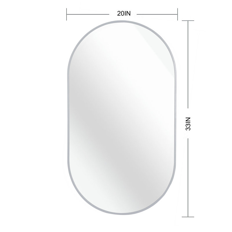 Miroir ovale 20 po x 33 po, Argent